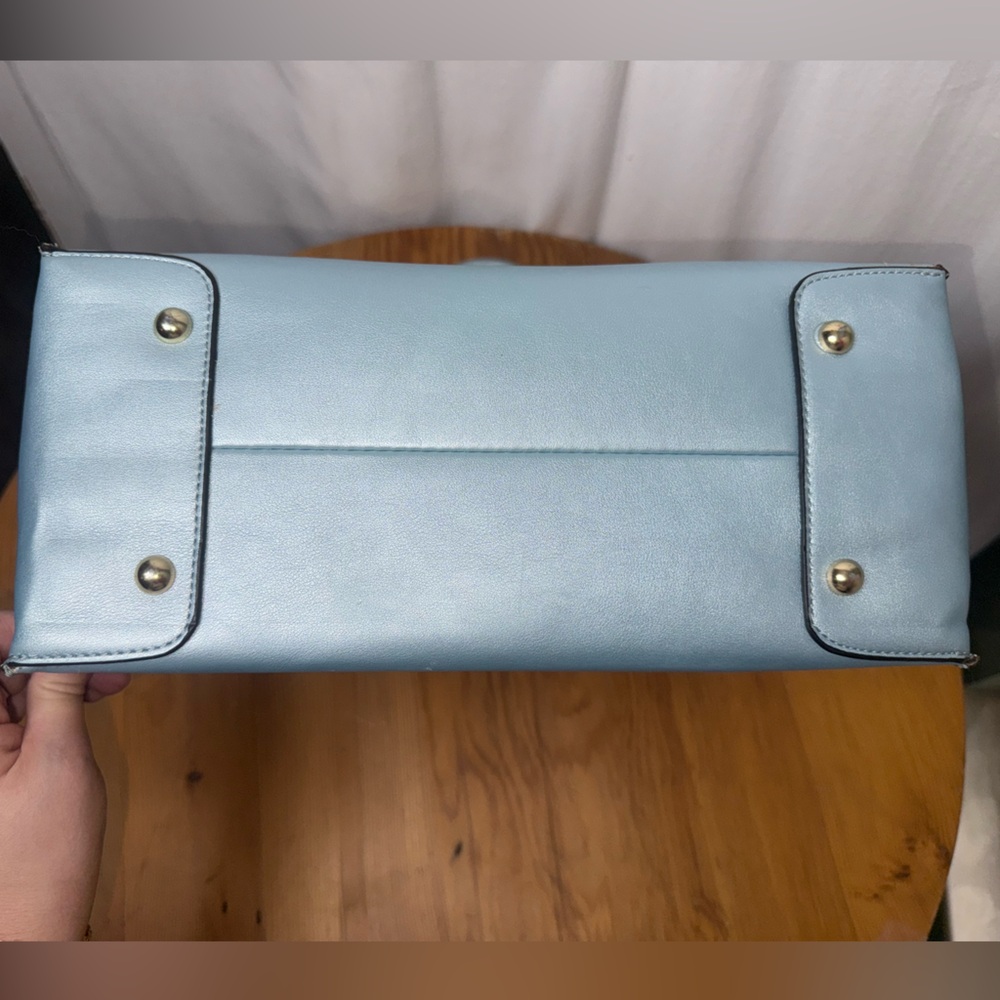 Chic Light Blue Satchel with Patterned Design - Picture 3 of 14